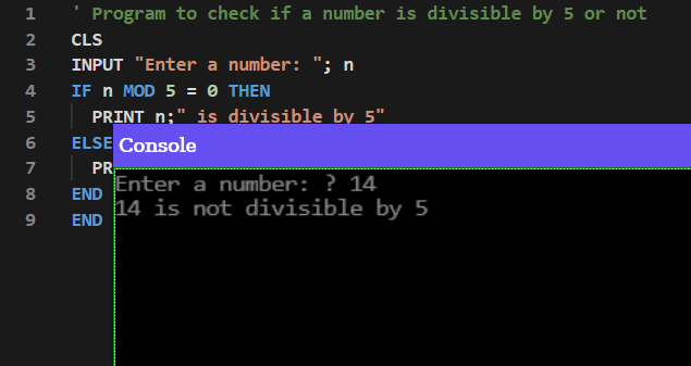 Divisible by 5 QBASIC