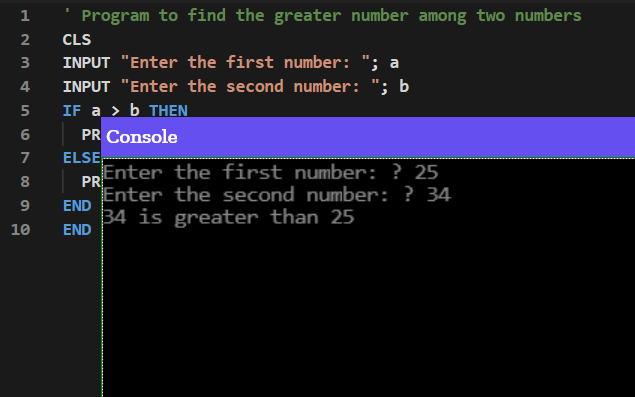 Greater Number in QBASIC
